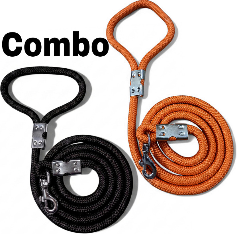 PETHUB PETHUB MART Dog Belts Combo Pack of 2 | Heavy Duty Dog Leash | Strong Dog Belt for Adult dog 160 cm Dog & Cat Cord Leash(Black, Orange) - Flipkart Deal