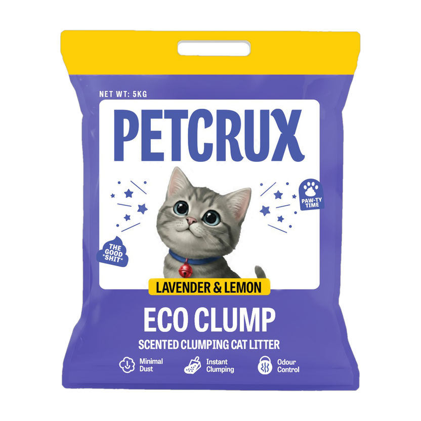 Petcrux Eco Clump Natural Bentonite Cat Litter | Lavender Essential Oil | Pet Friendly | Pet Litter Tray Refill