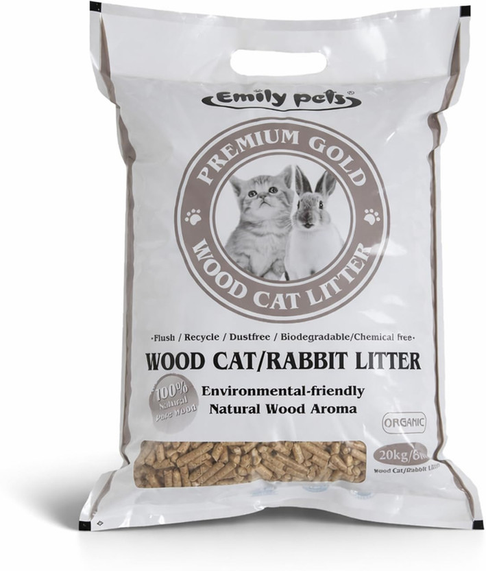 Emily Pets Pine Wood Cat Litter 20Kg Natural Odor Control Dust Free for Cats Pet Litter Tray Refill