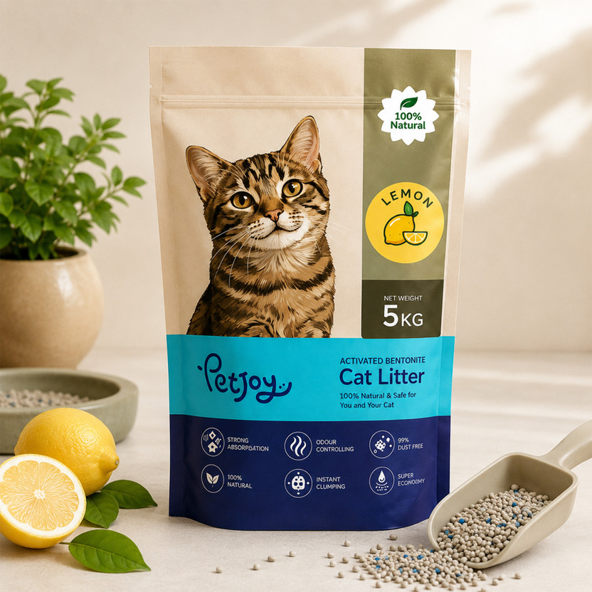 PetJoy Cat Litter Inside | Pet Friendly Lemon Essential Oils | Pet Litter Tray Refill