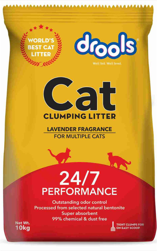 Drools Clumping Lavender Frangrance Bentonite Cat Litter 10 Kg Pet Litter Tray Refill