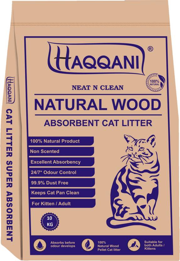 haqqani Cat Litter 10kg Natural Wood Non Clumping with Super Absorbency