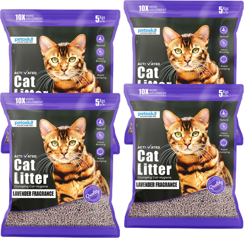 PETOSKA Lavender Fragrance Pack of 4 Pet Litter Tray Refill