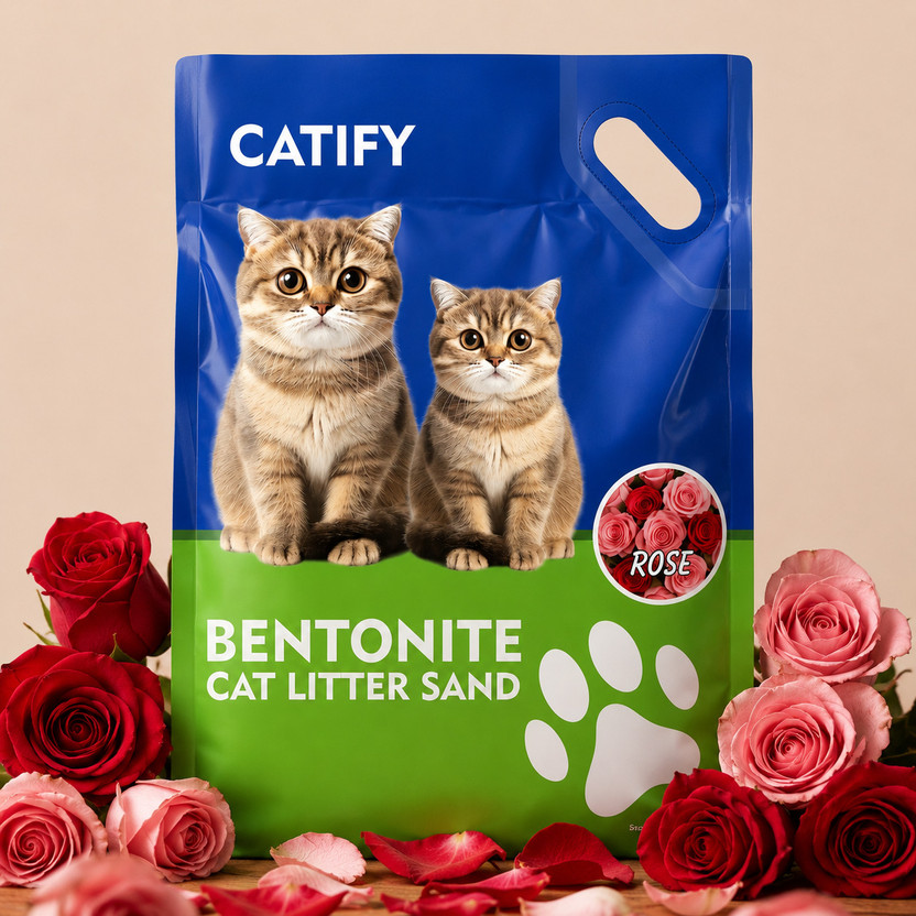 bscly Catify Rose Bentonite Cat Litter Sand, Strong Odour Control, 99.9% Dust-Free Pet Litter Tray Refill