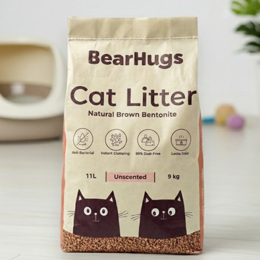 BearHugs Unscented Natural Brown Bentonite Cat Litter Pet Litter Tray Refill