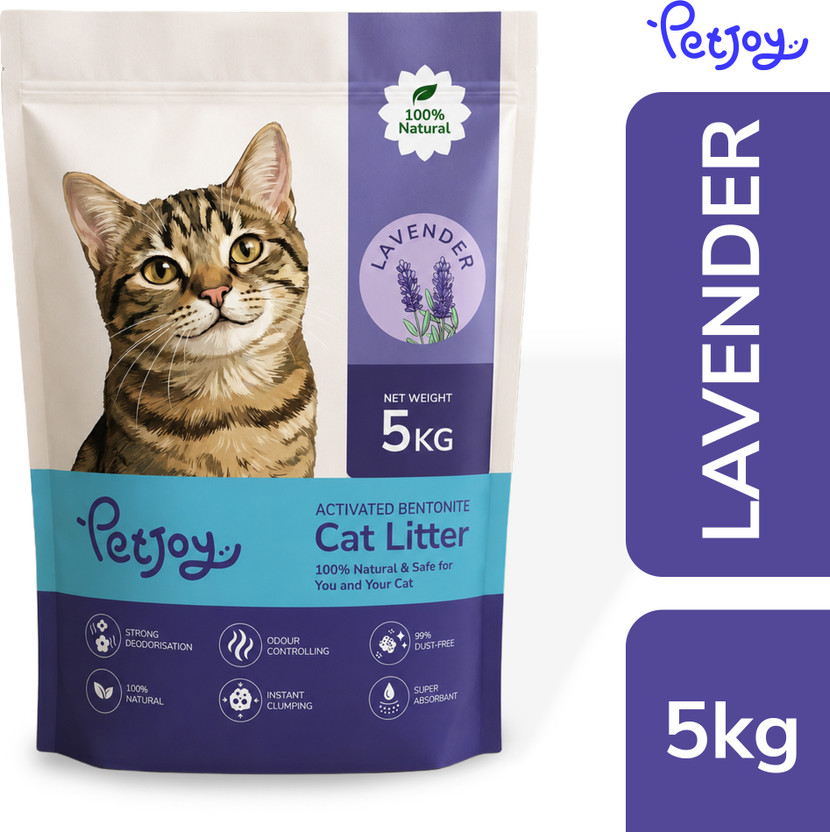 PetJoy Smart Clump Cat Litter Inside | Pet Friendly Lavender Essential Oils Pet Litter Tray Refill