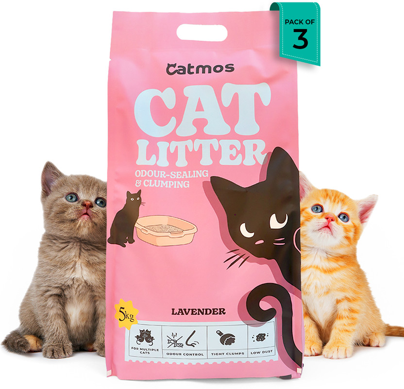 Catmos Cat Litter Odour Control Clumping Litter for Cat - Lavender - 15 Kg Pet Litter Tray Refill