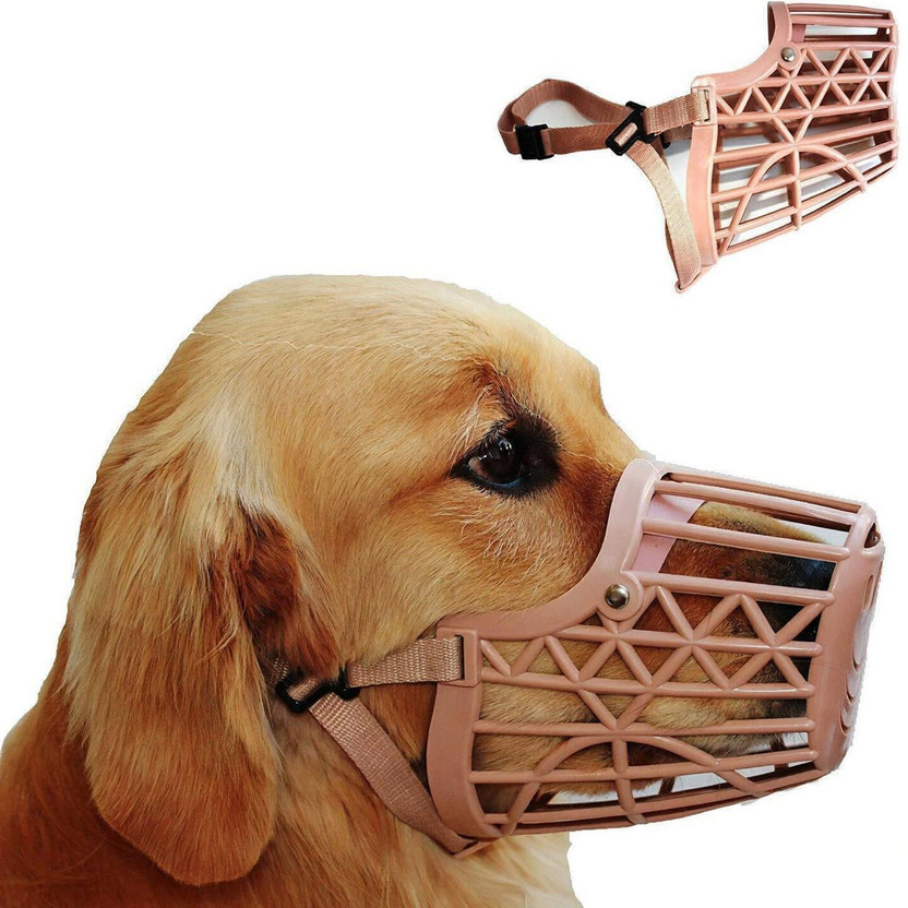 Petfun Dog Mouth Cover 4N Muzzle Basket Design Anti-biting Straps Mask(NECK LINE-39CM) Medium Strips Dog Muzzle(BROWN)