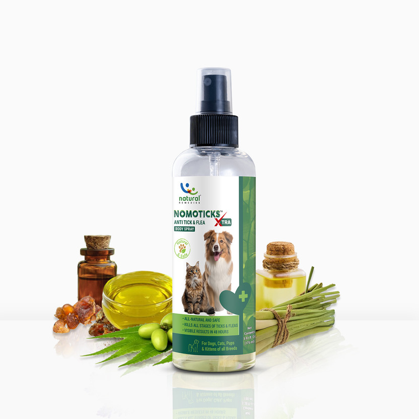Natural Remedies Nomoticks Xtra Body Spray Flea and Tick Fresh Dog Shampoo(175 ml)