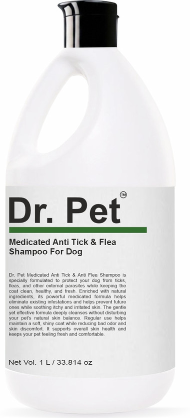 Dr Pet Anti Tick Flea Dog Shampoo 1 Litre Liquid Pet Grooming Deep Cleaning Health Care Flea and Tick Herbal Natural Dog Shampoo(1000 ml)