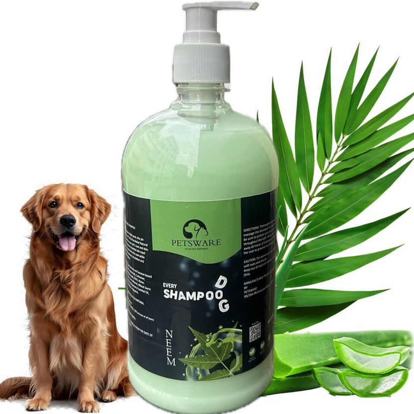 PETSWARE Neem Dog Shampoo | Puppy Safe Herbal Shampoo for All Types of Dogs Anti-fungal, Anti-itching, Anti-microbial, Anti-parasitic, Flea and Tick, Conditioning NEEM Dog Shampoo(1000 ml)
