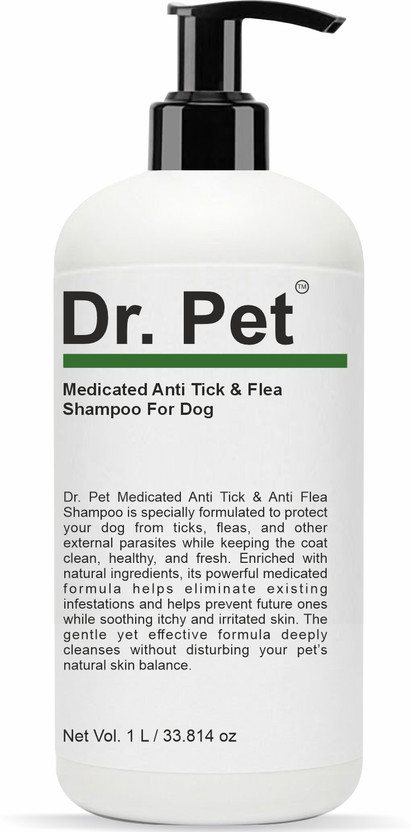 Dr Pet Anti Tick Flea Dog Liquid Shampoo 1 Litre Pet Care Deep Cleaning Healthy Shine Flea and Tick Herbal Natural Dog Shampoo(1000 ml)