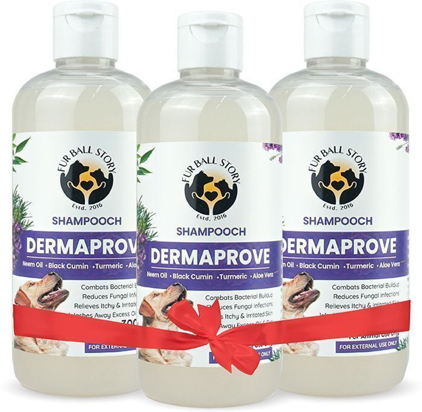 Fur Ball Story Dermaprove Ayurvedic Herbal Formula Dog Shampoo Rosemary, Neem Oil & Aloevera Itch Relief, Anti-dandruff, Anti-Bacterial, Anti-fungal, Anti-microbial Mild Dog Shampoo(900 ml)