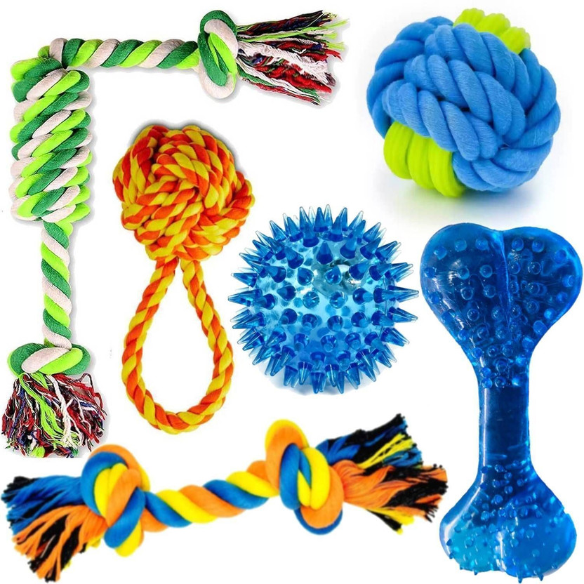 PETZLUV YOUHAVEDEAL Toys for Puppies & Small Dogs Toys | Rope Ball Toy | Chew Toys, 100% Cotton, Rubber Chew Toy, Rubber Toy, Training Aid, Tug Toy, Bone, Ball For Dog & Cat