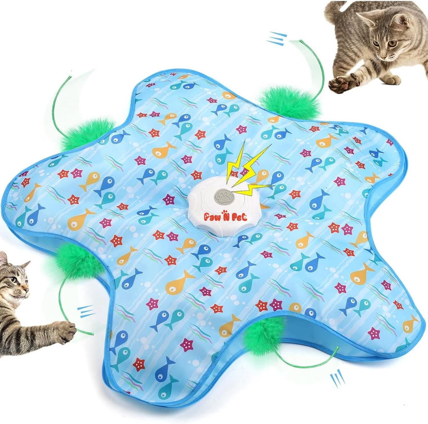Spelcin Hide and Seek Cat Toy with Moving Feather for Indoor Kittens Plastic Training Aid For Cat