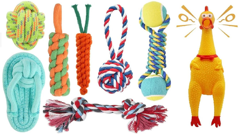 decorvaiz Tail Dog Toys+Dog Chew Toys+Puppy Teething Toys+Rope Dog Toy+Dog Toys Cotton, Rubber Ball, Bone, Chew Toy, Rubber Toy, Squeaky Toy, Training Aid, Tug Toy For Dog