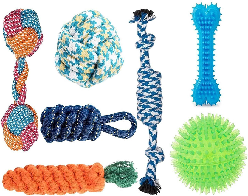 decorvaiz YOUHAVEDEAL Rope Toys for Puppies & Small Dogs Toys | Rope Ball Toy | Cotton, Rubber Ball, Bone, Chew Toy, Rubber Toy, Squeaky Toy, Training Aid, Tug Toy For Dog