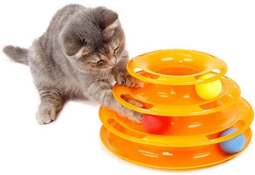 PetJoy Cat Titans Tower, Interactive Cat Ball Toy, Exerciser Game for Cats Plastic Training Aid, Tough Toy For Cat