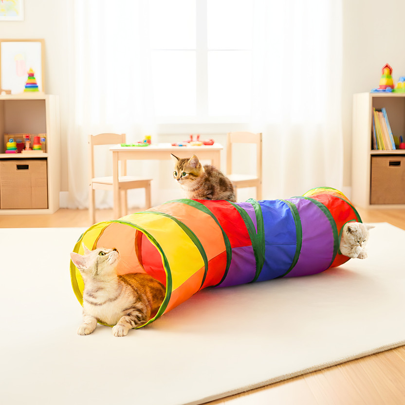 FAB TECH Cat Tunnel Interactive Play Toy for Indoor Outdoor Kitty Puppy Fun Exercise Plastic Soft Toy, Training Aid For Cat