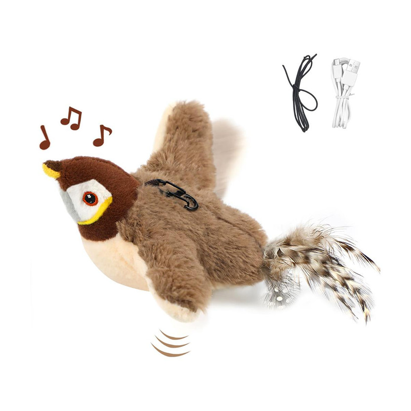 PLAY HARD Interactive Cat Toy Plush Bird with Electric Wing Flapping Action Plastic Plush Toy For Cat