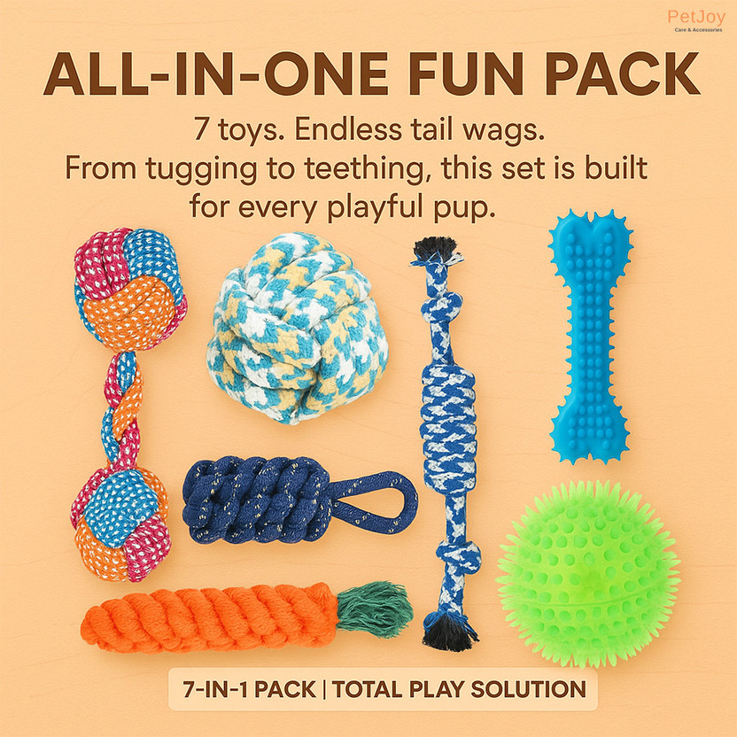 PetJoy Dog Chew Toy & Puppy Teething Toy ( Pack of 7 ) Cotton Chew Toy For Dog