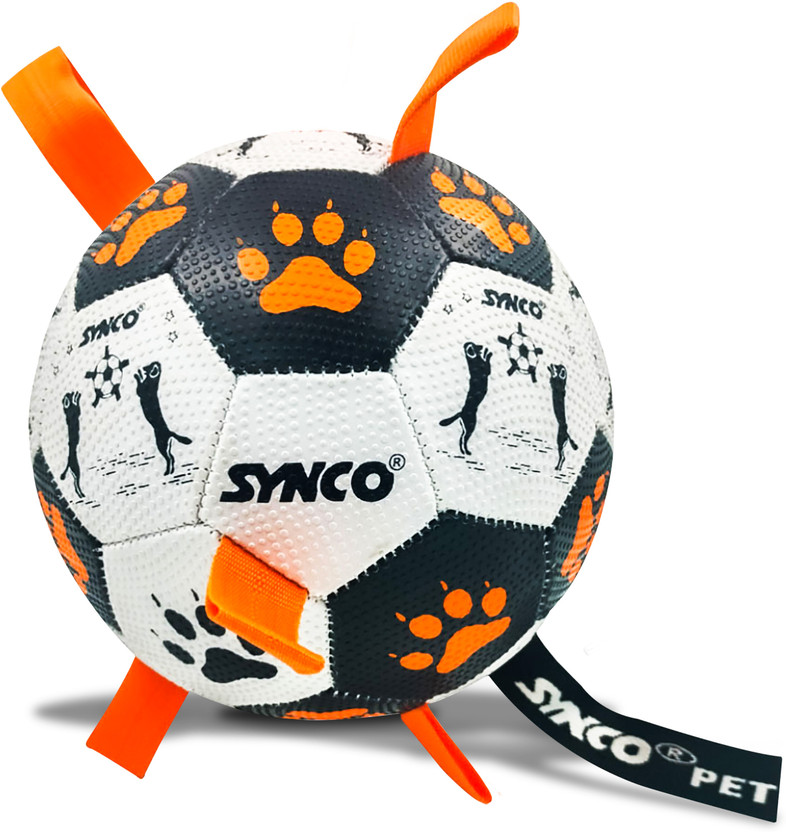 SYNCO Dog Football with Holding Loops, Dog Toy Ball, Dog Training Football, Rubber Ball For Dog