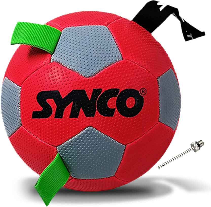 SYNCO Dog Football Red with Holding Loops, Dog Toy Ball, Dog Training Football, Rubber Ball For Dog