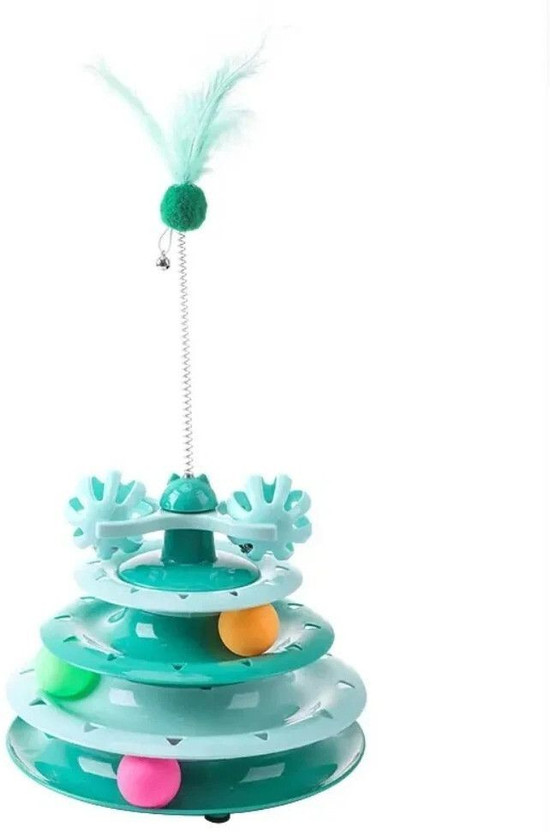 Petsoft Interactive 3 Multi Ball layer Track Tower Ball , Exerciser Game For Cats Plastic Training Aid, Soft Toy For Cat