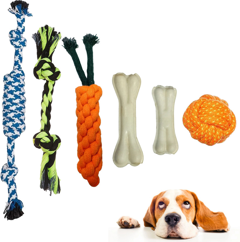 Bones UP Pet Chew & Tug Toys – Durable Play Set for Puppies & Adult Dogs Cotton Chew Toy For Dog