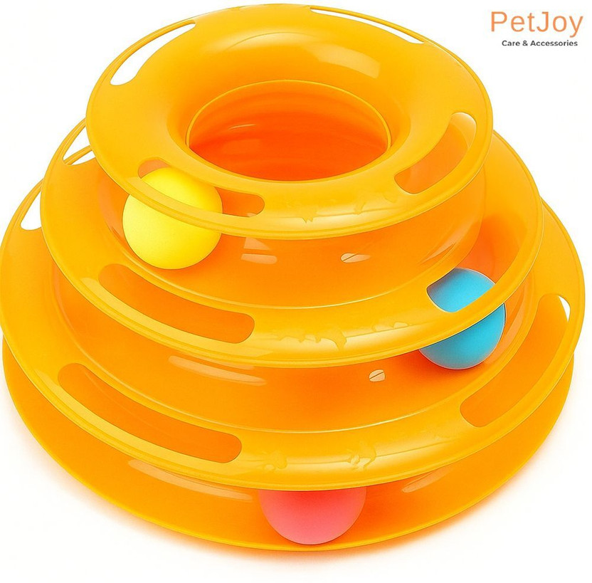 PetJoy Pet Rolling ball tower toy for cats (Color may vary) Plastic Training Aid, Tough Toy For Cat