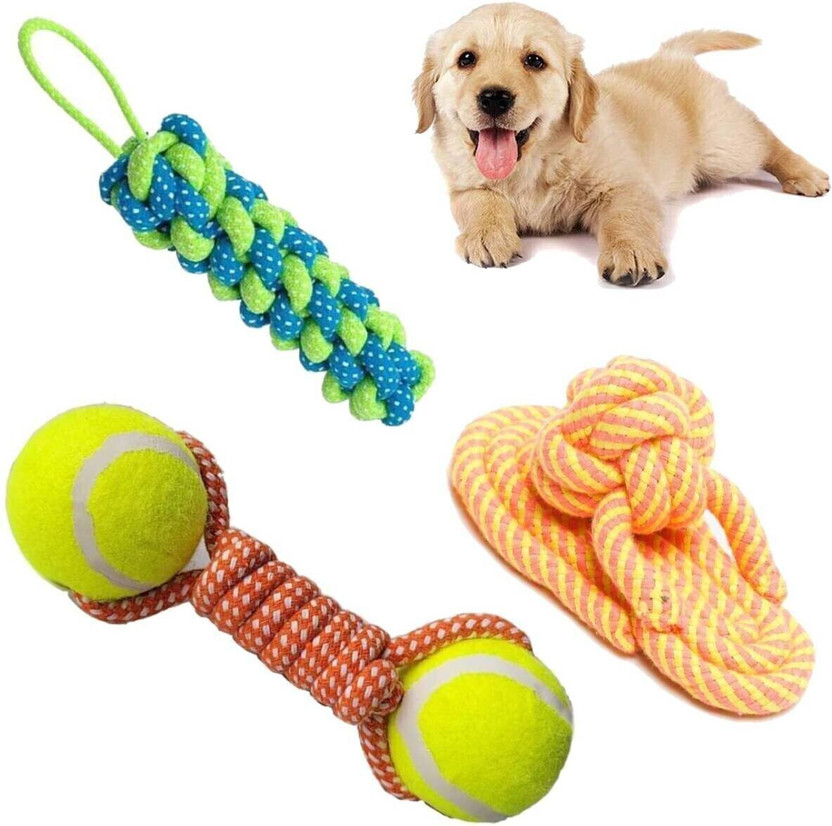 YOUHAVEDEAL YOUHAVEDEAL Dog Rope Toy with Tennis Balls Interactive Dog Ball Toy with Rope Tug of War Toy Cotton Ball, Chew Toy, Tug Toy For Dog - Flipkart Deal