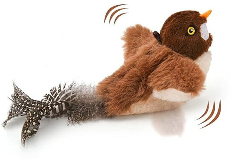 Pet Guard Interactive Flapping Wings sparrow Catnip Indoor Rechargeable toy Wool Soft Toy, Training Aid For Cat