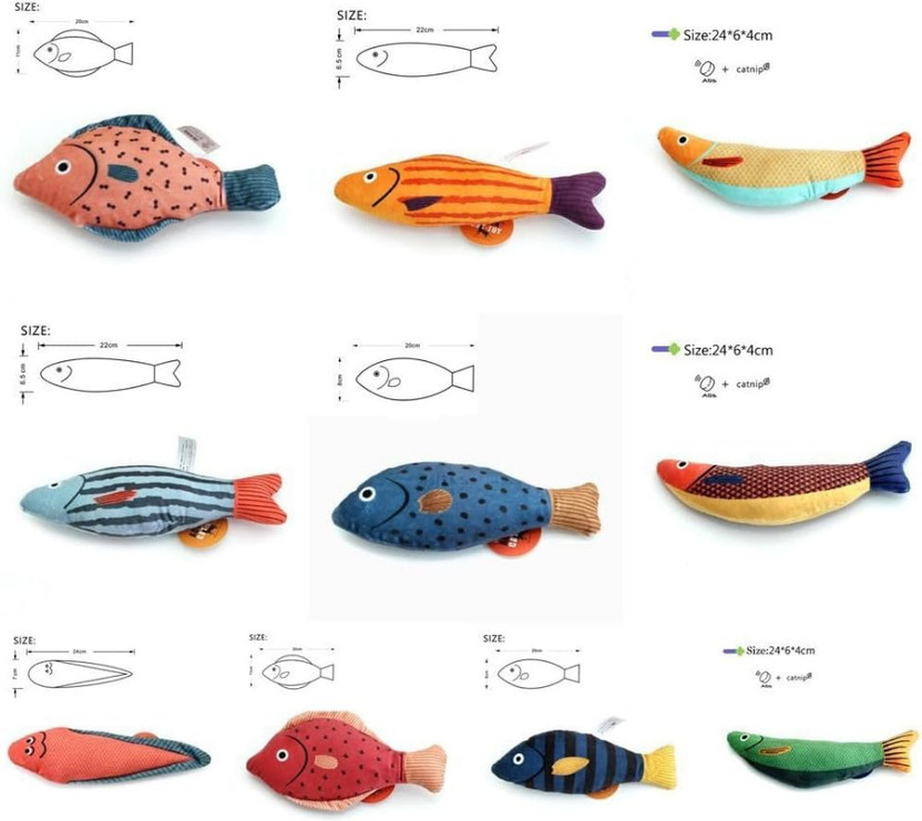 PSK PET MART Fish Toy For Cats, Interactive Bite Resistant Plush Cotton Chew Toy For Dog & Cat