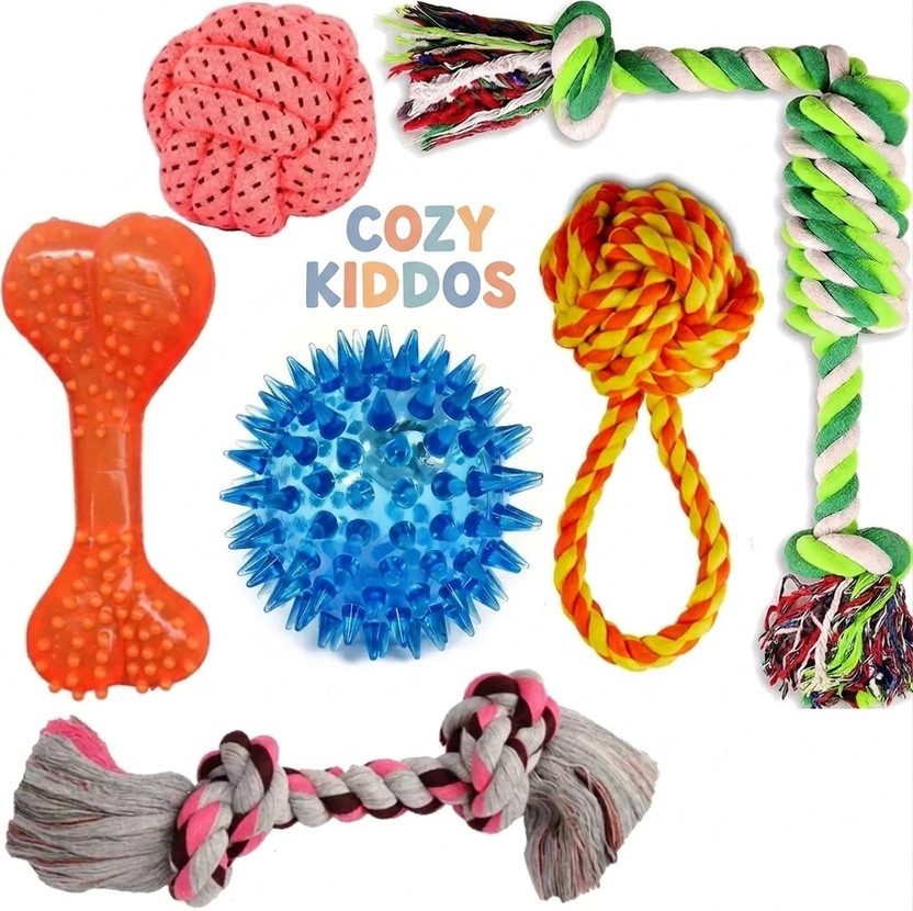 Cozy Kiddos Toys for Puppies & Small Dogs Toys Cotton, Rubber Ball, Chew Toy, Bone, Soft Toy, Rubber Toy, Squeaky Toy, Tug Toy For Dog