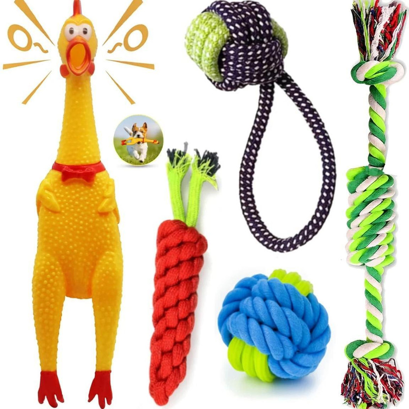 decorvaiz Dog Toys |Squawking Chicken Rubber Squeeze Dog Toys(LARGE)|Chew Rope Cotton Ball, Fetch Toy, Chew Toy, Tug Toy, Rubber Toy, Squeaky Toy For Dog