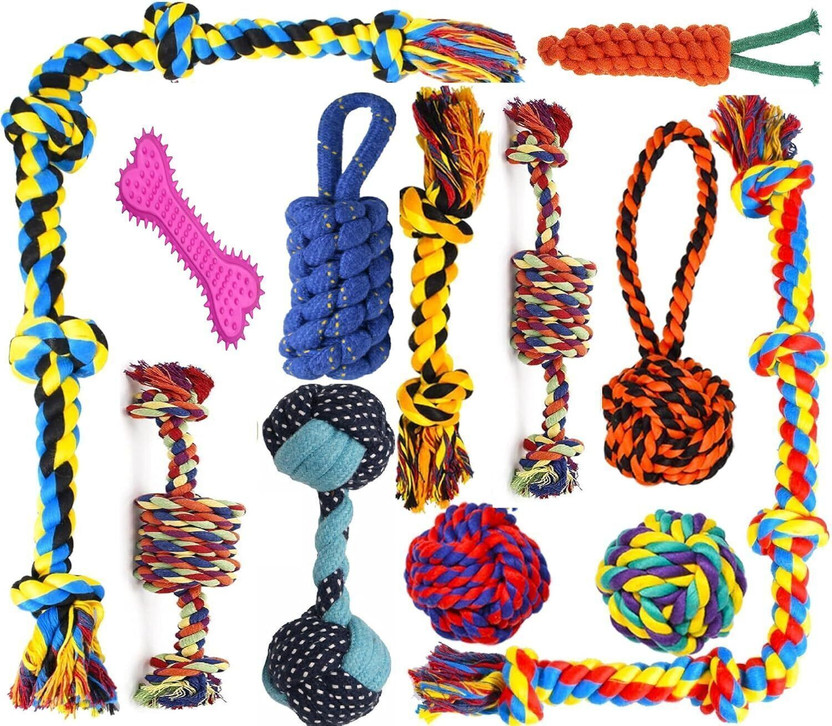 PetJoy Washable Cotton Rope toy for Small to medium Dogs (Pack of 11) Cotton Chew Toy For Dog