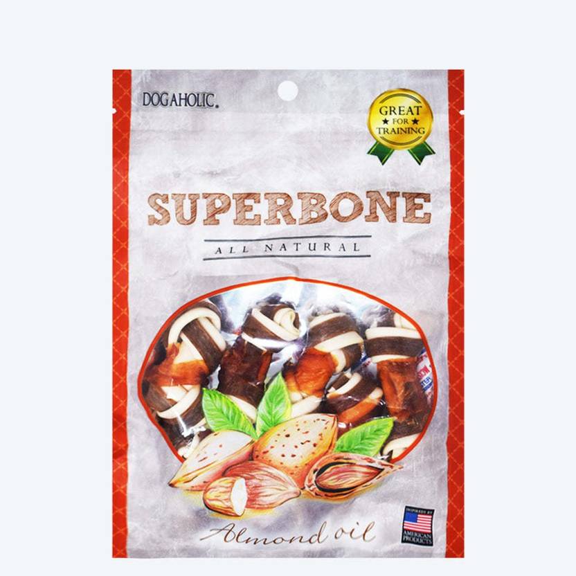 Dogaholic Dogaholic Superbone Knotted Chicken Stick Dog Treat with Almond Oil 9 Sticks Chicken