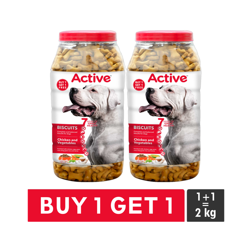 Active Treat Biscuits Buy 1 get 1( 1kgX 2) Real Chicken Dog Treat(2 kg)