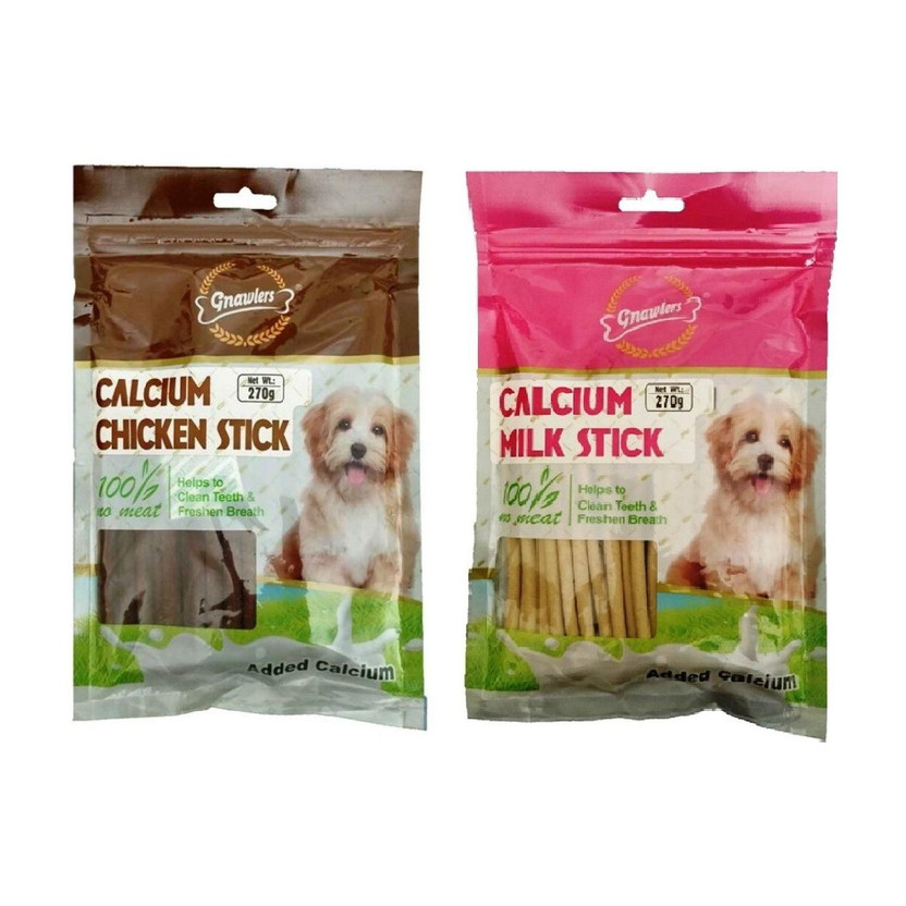 Gnawlers Gnawlers Calcium Milk and Chichen Stick, 270 g Milk, Chicken Dog Treat(540 g) - Flipkart Deal