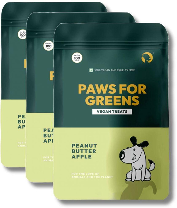 PAWS FOR GREENS Vegan Dog Treats 100% Natural Plant-Based Meat-Free Delicious Pet Biscuits Peanut Butter Dog Treat(300 g, Pack of 3)
