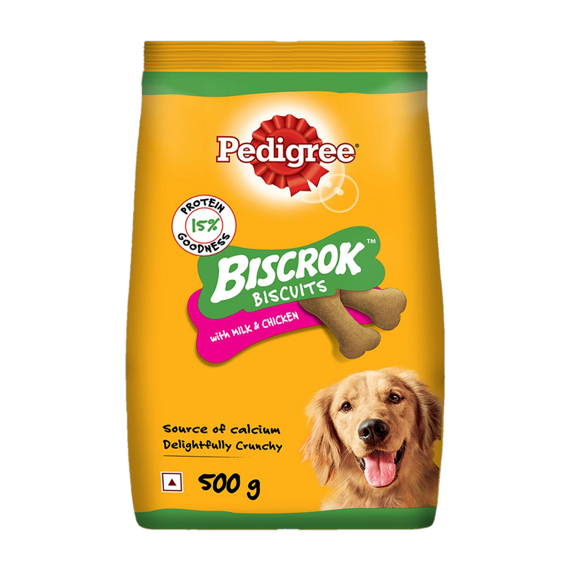 PEDIGREE Biscrok Biscuits (Above 4 months) Milk, Chicken Dog Treat(500 g)