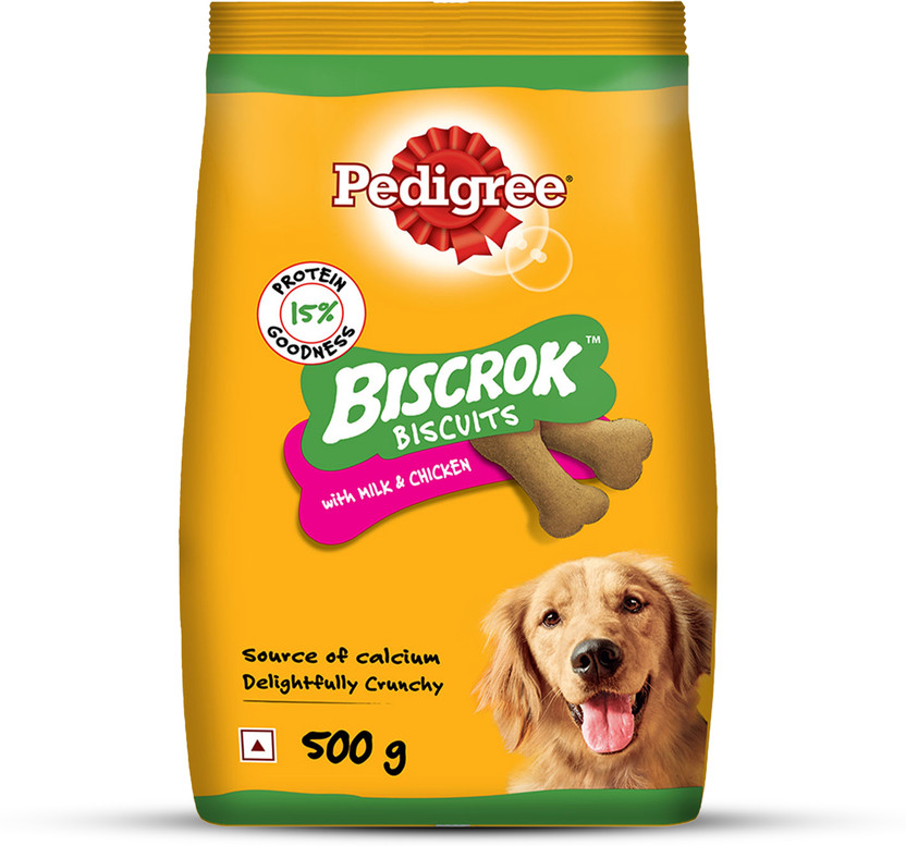 PEDIGREE Biscrok Biscuits (Above 4 months) Milk, Chicken Dog Treat(500 g)