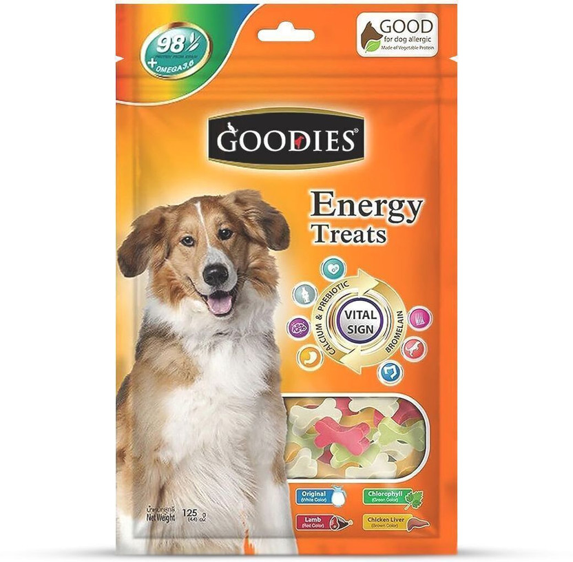 goodies Energy Treats Cut Bone Orignal, Lamb, Chlophyll & Chicken Liver Dog Treat-125 gm Chicken, Lamb Dog Treat(0.125 kg)