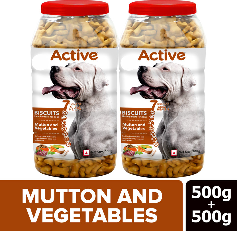 Active Buy 1 Get 1 (2x500gm) Biscuit, Vegetable & Mutton Dog Treat(1000 g, Pack of 2)