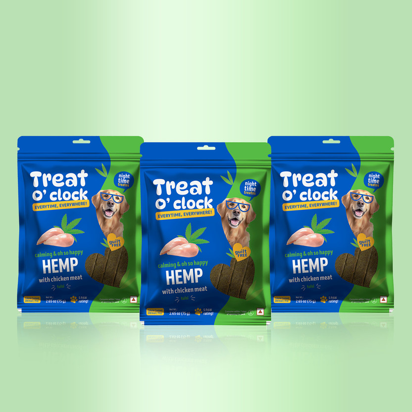 Natural Remedies Treat O'clock Hemp with Chicken Meat Treats for Dogs, Cats and Pups - 75 gm Dog Treat(225 g, Pack of 3)