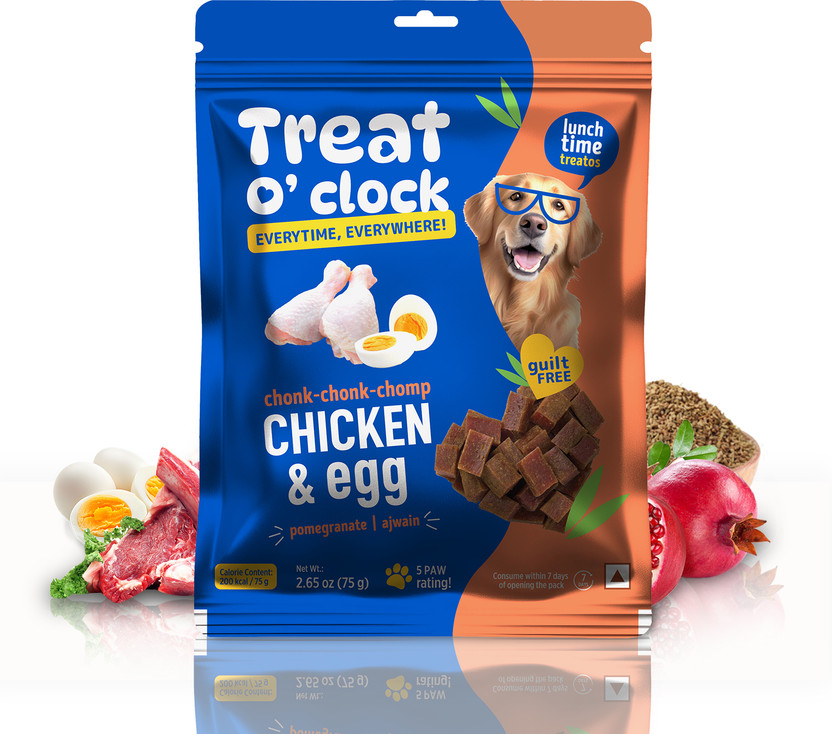 Natural Remedies Treat O'clock Chicken and Egg Treats for Dogs, Cats and Pups - 75 gm Chicken, Egg Dog Treat(75 g)