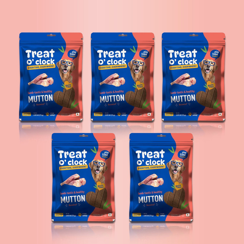 Natural Remedies Treat O'clock Mutton Treats for Dogs, Cats and Pups - 75 gm Mutton Dog Treat(375 g, Pack of 5)