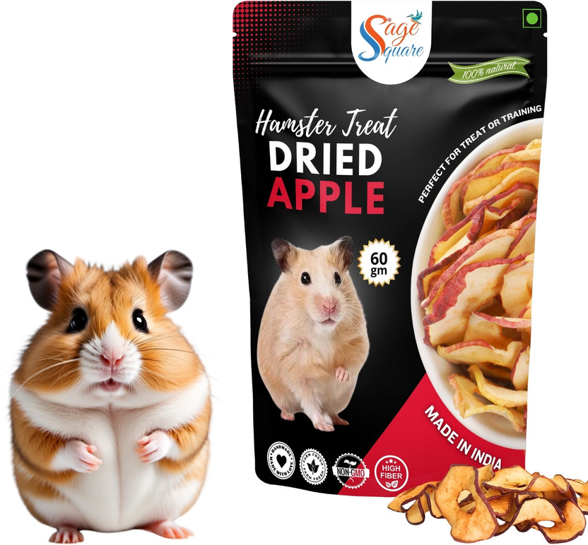 Sage Square Hamster Dried Apple Flakes – Natural, Healthy & Tasty Treats, Fiber Rich Fruit Hamster Treat(60 g)