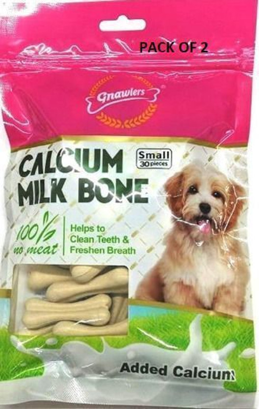 Gnawlers Calcium Milk Bones Dog Treat Milk Flavor Dog Treats Milk Dog Treat(580 g, Pack of 2)