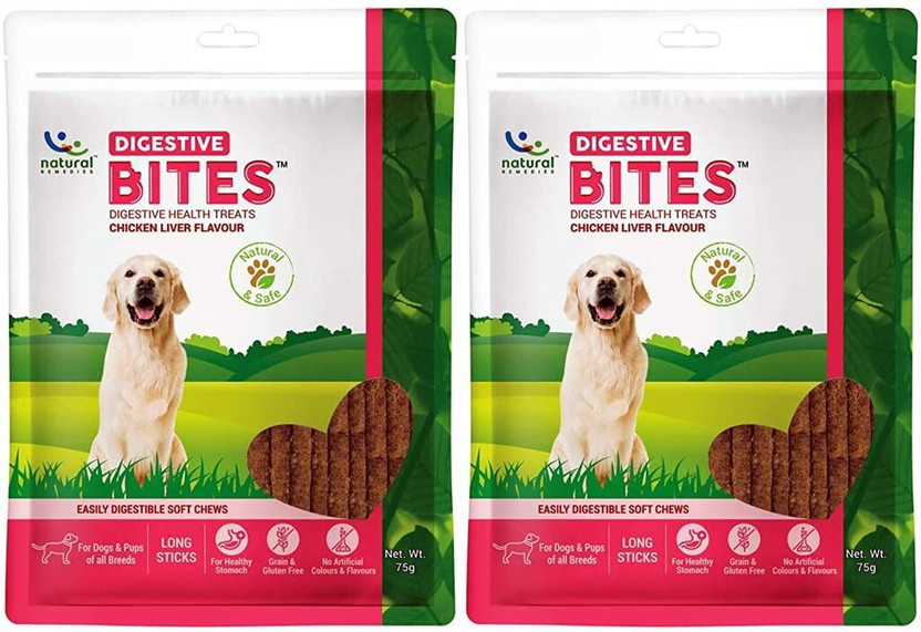 Natural Remedies Digestive Bites, Digestive Health Treats, Chicken Liver Flavour Chicken Dog Treat(150 g, Pack of 2)